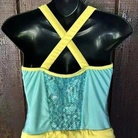 Vintage Candy Colored Fringe & Sequin Boyshorts Leotard Dance Halloween Costume - Picture 6 of 7